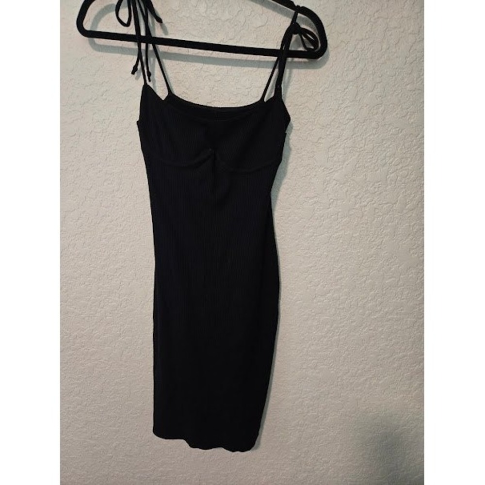 Reformation Black Ribbed Midi Dress